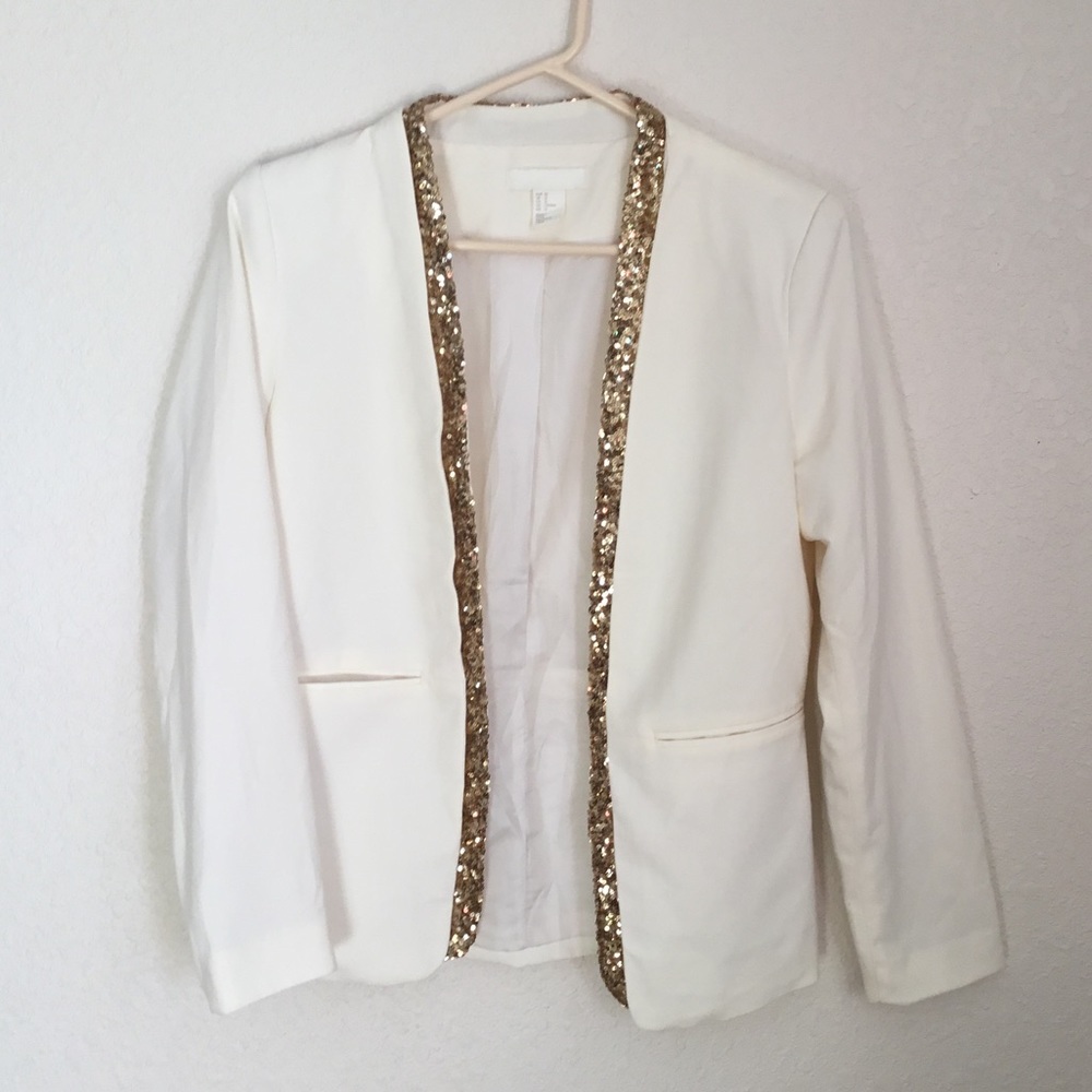 H&M Cream Blazer with gold sequins